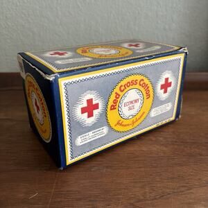 Vintage 1940s Johnson and Johnson Red Cross Cotton Economy Box Full Roll Inside